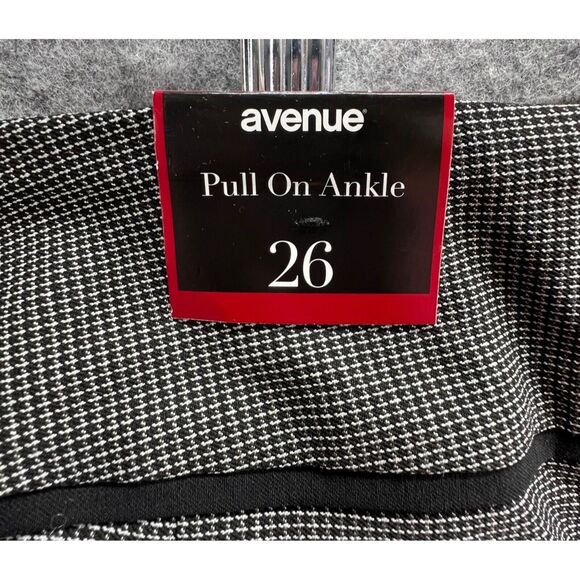 Avenue Pants Womens 26 Black White Mini Houndstooth Pull On Ankle Stretch Career - Picture 12 of 15